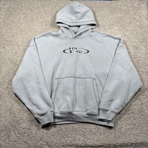 No Fear Mens Baggy Cinch Fit Hoodie Gray Embroidered Logo Sweatshirt XL Skate